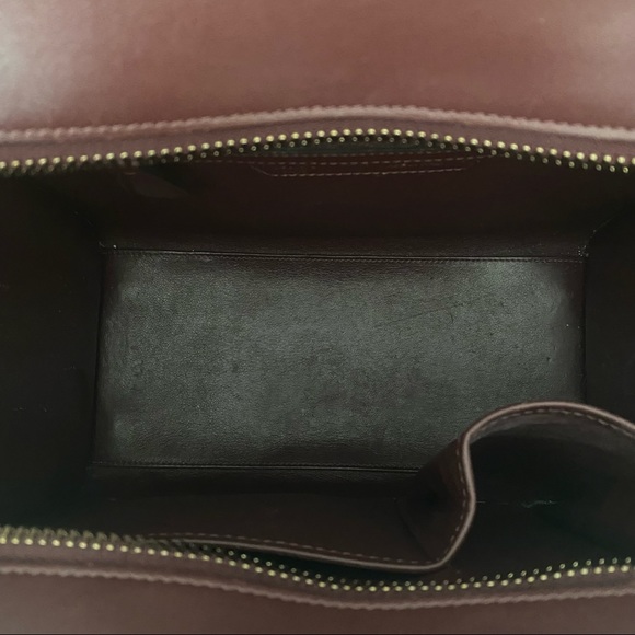 Celine Micro Luggage Handbag Calfskin Burgundy - Picture 7 of 15